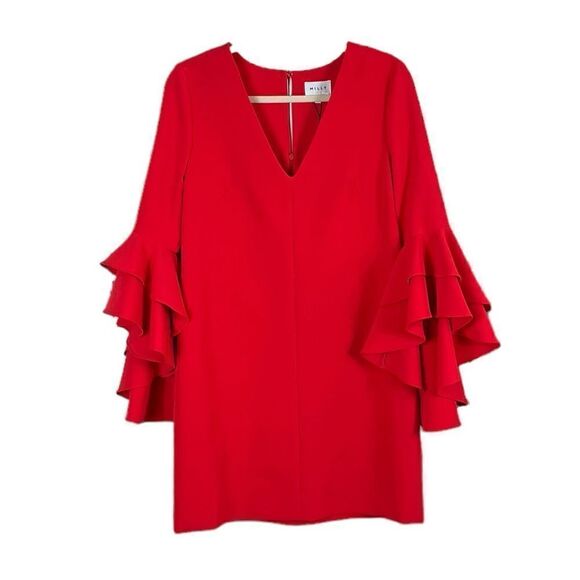 NWT Milly Women’s Double Ruffle Sleeve Nicole Shift Dress, Size 6, NWT - Picture 2 of 11